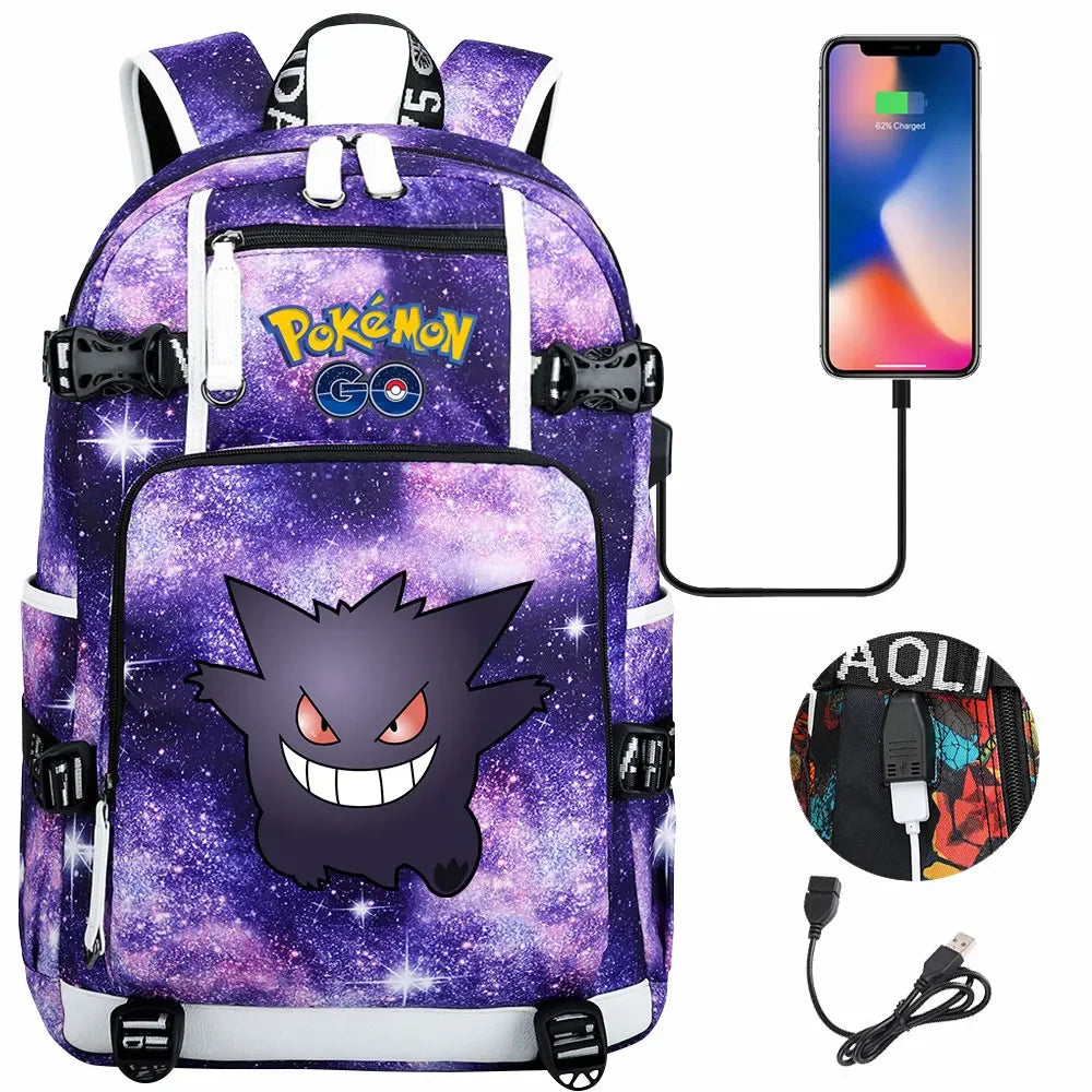 New Gengar Bulbasaur USB Teenagers Schoolbags Backpack - Thumbnail 2
