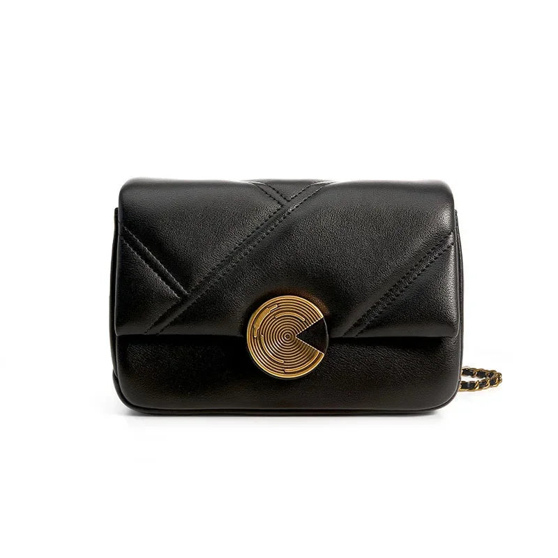 New Genuine Chain Shoulder For Women Fashion Cow Leather Crossbody Messenger Bag Casual Lady Handbag
