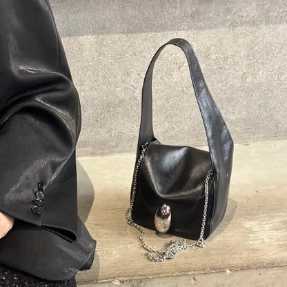 New Genuine Leather Cowhide Soft Leisure Shoulder Bag Niche Design Latch Chain Crossbody Handbags Female Elegant All-match Bolsa