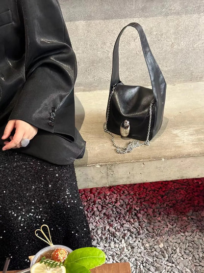 New Genuine Leather Cowhide Soft Leisure Shoulder Bag Niche Design Latch Chain Crossbody Handbags Female Elegant All-match Bolsa