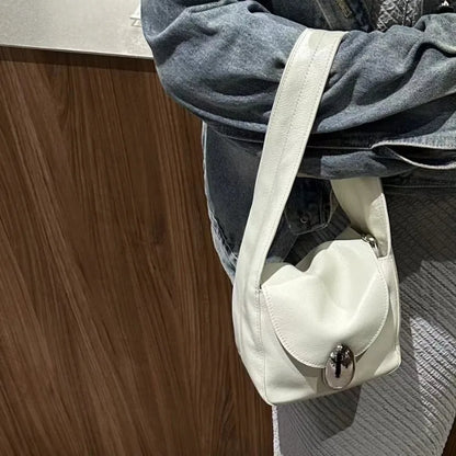 New Genuine Leather Cowhide Soft Leisure Shoulder Bag Niche Design Latch Chain Crossbody Handbags Female Elegant All-match Bolsa