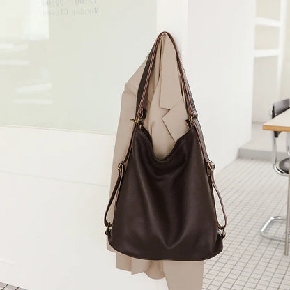 New Genuine Leather Cowhide Women Bags Simple All-match Large Capacity Shoulder Bag Versatile Casual Backpacks Vintage Bolsas
