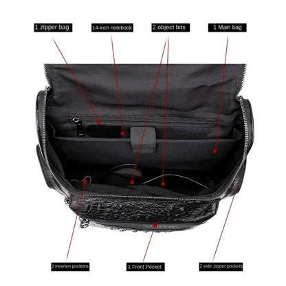 New Genuine Leather Crocodile Pattern Men Luxury Business age Male Large Capacity Travel Backpack