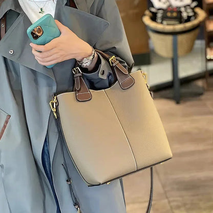 New Genuine Leather Fashion Designer Handbag Banquet Luxury Single Shoulder Crossbody Bucket Women's Bag