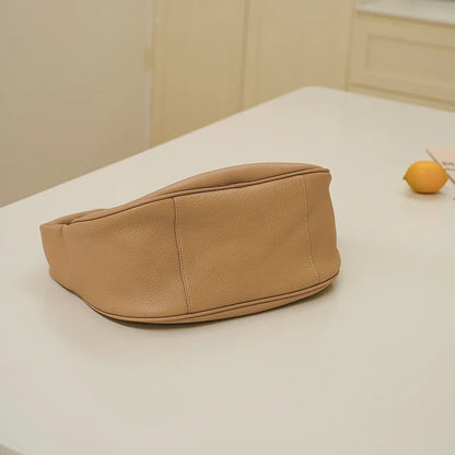 New Genuine Leather Handbags Female All-match Solid Soft Cowhide Hobos Fashion Commuter Purses Clutch Light Luxury Bolsas