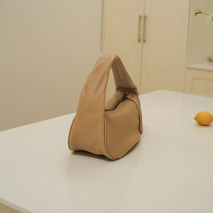 New Genuine Leather Handbags Female All-match Solid Soft Cowhide Hobos Fashion Commuter Purses Clutch Light Luxury Bolsas