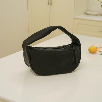 New Genuine Leather Handbags Female All-match Solid Soft Cowhide Hobos Fashion Commuter Purses Clutch Light Luxury Bolsas