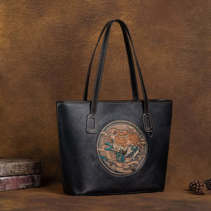New Genuine Leather Handbags High Quality Large Capacity Tote Bag Designer Emboss Pattern Shoulder Bag Female Vintage Handbags