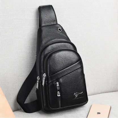 New Genuine Leather Men Travel Crossbody Business Black Chest Pack Casual Sling Male Shoulder Messenger Bag