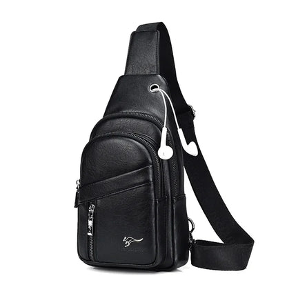 New Genuine Leather Men Travel Crossbody Business Black Chest Pack Casual Sling Male Shoulder Messenger Bag