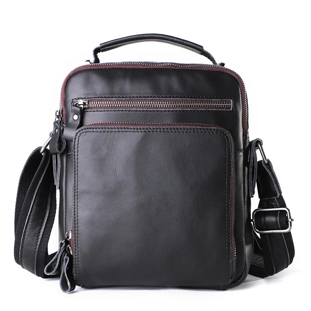 New Genuine Leather Men Vintage Handbags Small Flap Men's Shoulder Casual Office Messenger s Fashion Crossbody Bag