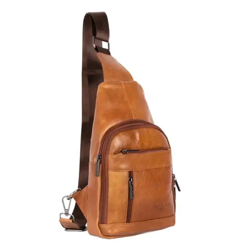 New Genuine Leather Men's Chest Vintage Cowhide Crossbody Large Capacity Male Shoulder Messenger Casual Sling Bag