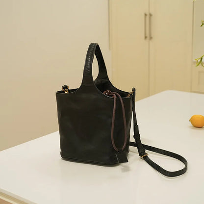 New Genuine Leather Portable Bucket Bag Large Capacity Commuter Crossbody Shoulder Bags 2024 High Quality All-match Bolsos