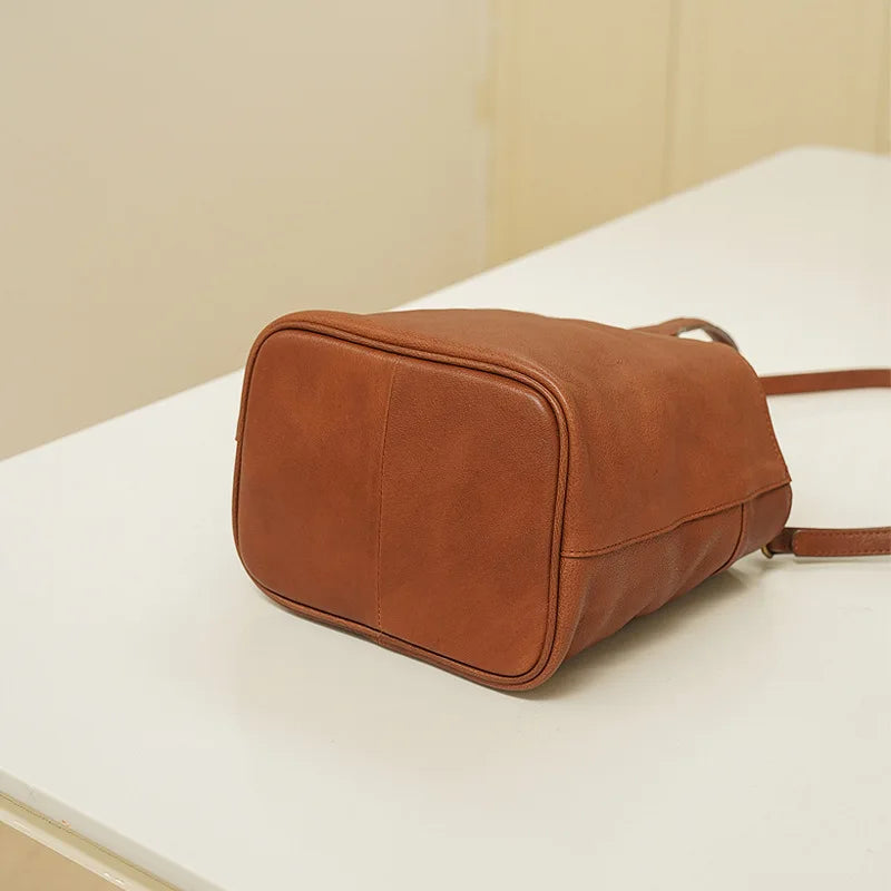 New Genuine Leather Portable Bucket Bag Large Capacity Commuter Crossbody Shoulder Bags 2024 High Quality All-match Bolsos