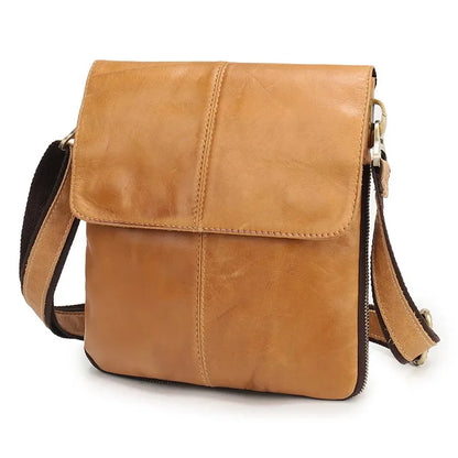 New Genuine Leather Shoulder Vintage Cowhide Male Crossbody Casual Flip Men's Messenger Bag