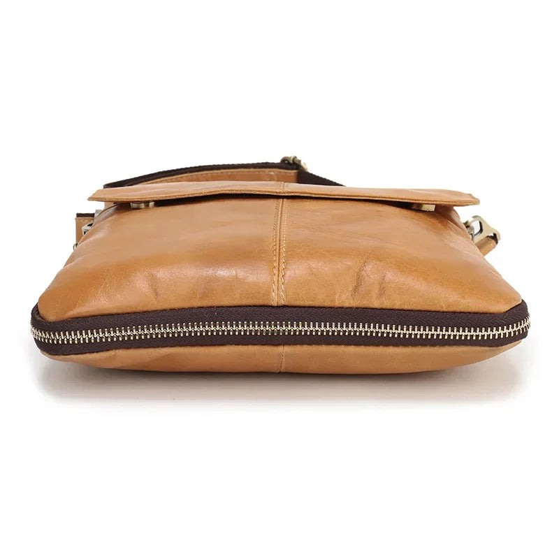 New Genuine Leather Shoulder Vintage Cowhide Male Crossbody Casual Flip Men's Messenger Bag