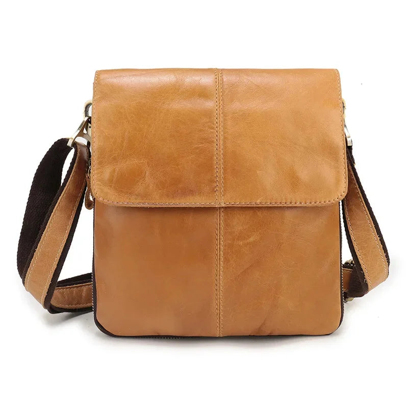 New Genuine Leather Shoulder Vintage Cowhide Male Crossbody Casual Flip Men's Messenger Bag