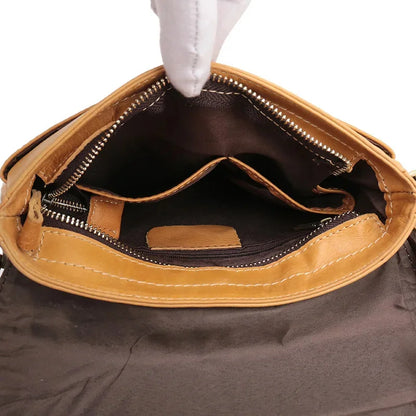 New Genuine Leather Shoulder Vintage Cowhide Male Crossbody Casual Flip Men's Messenger Bag