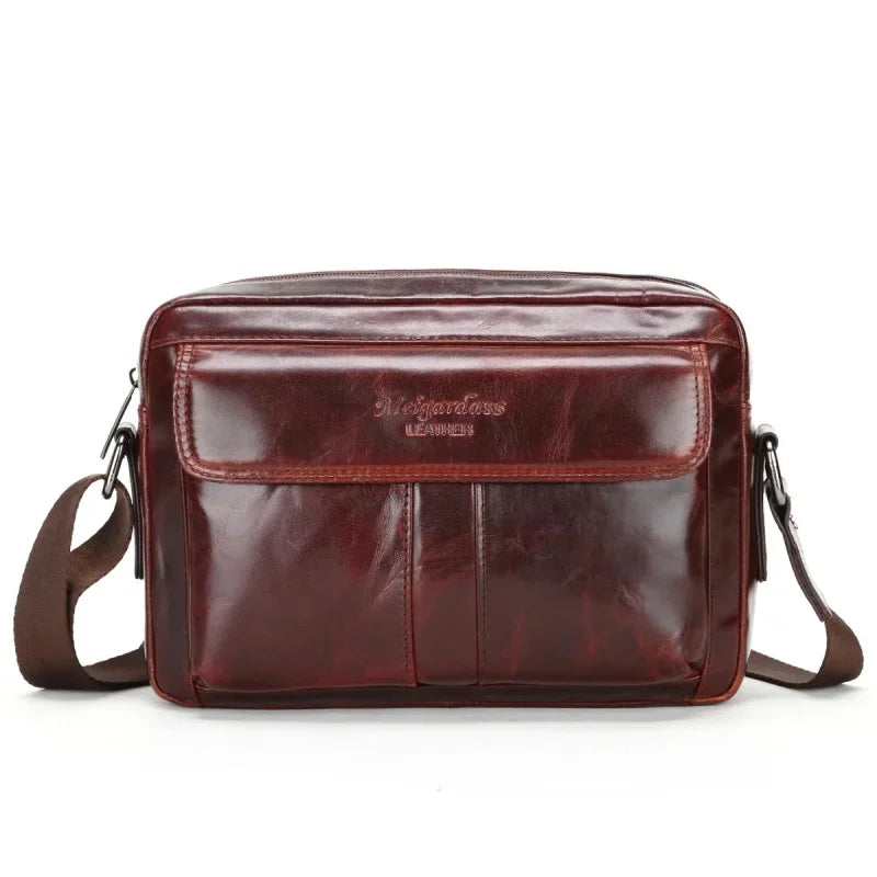 New Genuine Leather Shoulder Vintage Cowhide Male Messenger Casual Crossbody Bag Men's Handbag