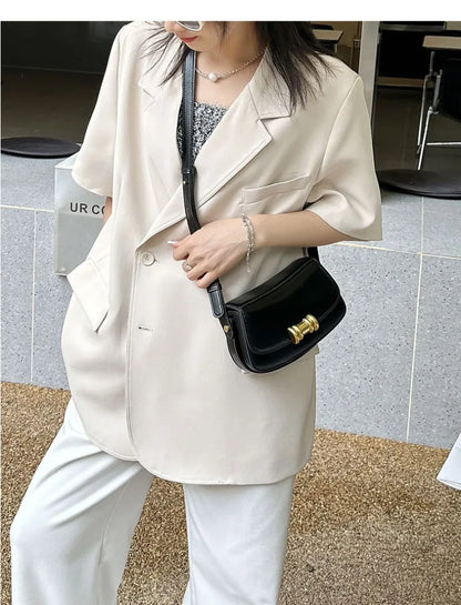 New Genuine Leather Small Square Bag Fashion Commuter Handbags 2024 Spring Summer All-match Single Shoulder Crossbody Purses