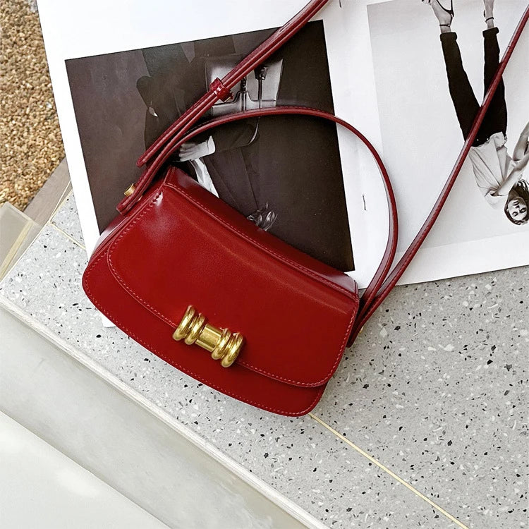 New Genuine Leather Small Square Bag Fashion Commuter Handbags 2024 Spring Summer All-match Single Shoulder Crossbody Purses