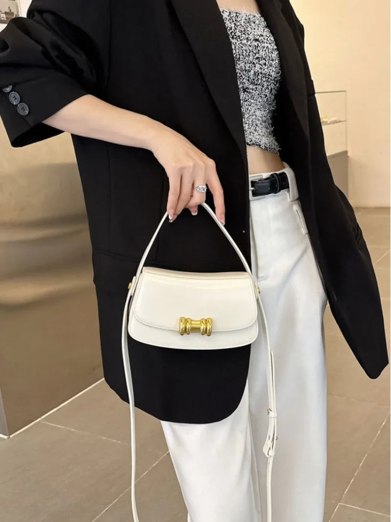 New Genuine Leather Small Square Bag Fashion Commuter Handbags 2024 Spring Summer All-match Single Shoulder Crossbody Purses