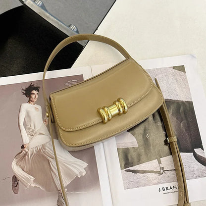 New Genuine Leather Small Square Bag Fashion Commuter Handbags 2024 Spring Summer All-match Single Shoulder Crossbody Purses