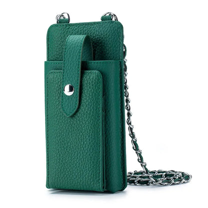 New Genuine Leather Women Shoulder Crossbody s Small Handbag Ladies Mobile Phone Cross Body Chain Bag for iPhone 14 Pro