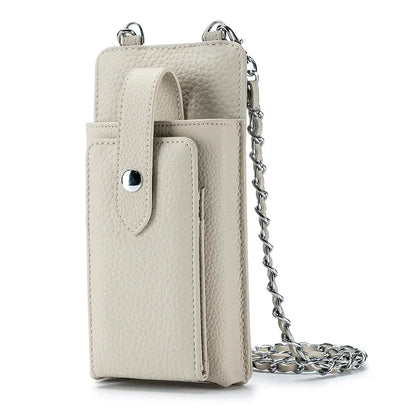 New Genuine Leather Women Shoulder Crossbody s Small Handbag Ladies Mobile Phone Cross Body Chain Bag for iPhone 14 Pro