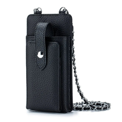 New Genuine Leather Women Shoulder Crossbody s Small Handbag Ladies Mobile Phone Cross Body Chain Bag for iPhone 14 Pro