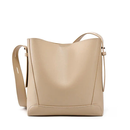 New Genuine Leather Women's Crossbody One Shoulder Large Capacity Bucket Bag