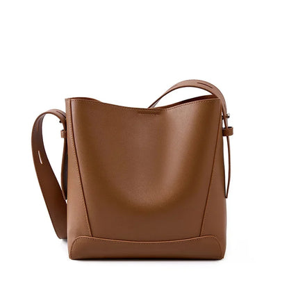New Genuine Leather Women's Crossbody One Shoulder Large Capacity Bucket Bag