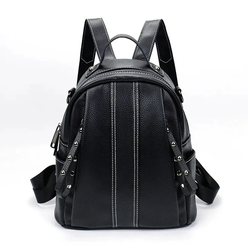 New Genuine Leather Women's Fashion Anti-Theft Ladies Travel Backpack Large Capacity Feminina School Bag