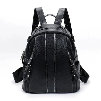 New Genuine Leather Women's Fashion Anti-Theft Ladies Travel Backpack Large Capacity Feminina School Bag