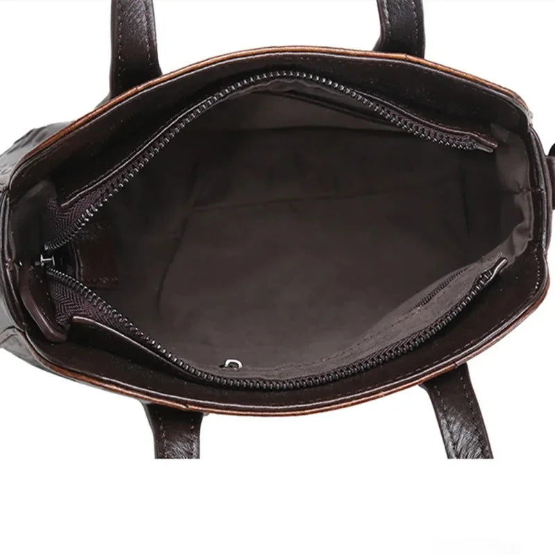 New Genuine Leather Women's Handbag Vintage Cowhide Male Shoulder Crossbody Luxury Messenger Bag