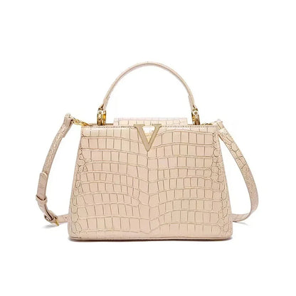 New Genuine Pink Leather Trendy Crocodile Pattern Luxury Cowhide Bag Women's Bag Crossbody Bags Handbag