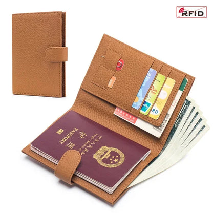 New Genuine RFID Ultra-thin Multifunctional Ticket Holder Passport Certificate Wallet Storage Bag for Women