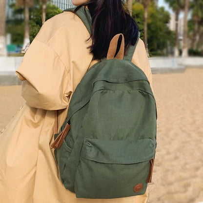 New Girl Boy Canvas Laptop Green Vintage College Backpack Female Men Travel Leisure School Bag Lady Retro Fashion Women Book Bag