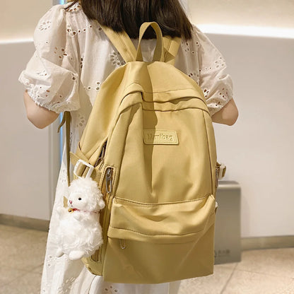 New Girl Laptop Waterproof Backpack Trendy Solid Color College Student Bag Female Kawaii Bag Lady Travel Backpacks Fashion Women