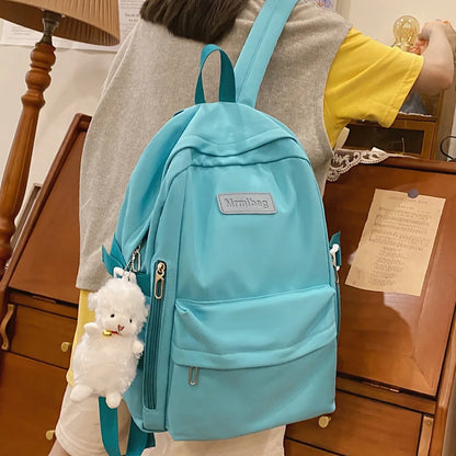 New Girl Laptop Waterproof Backpack Trendy Solid Color College Student Bag Female Kawaii Bag Lady Travel Backpacks Fashion Women