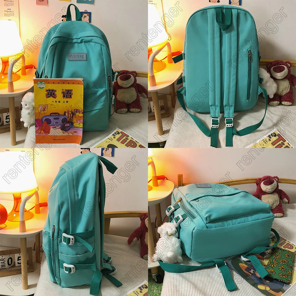 New Girl Laptop Waterproof Backpack Trendy Solid Color College Student Bag Female Kawaii Bag Lady Travel Backpacks Fashion Women