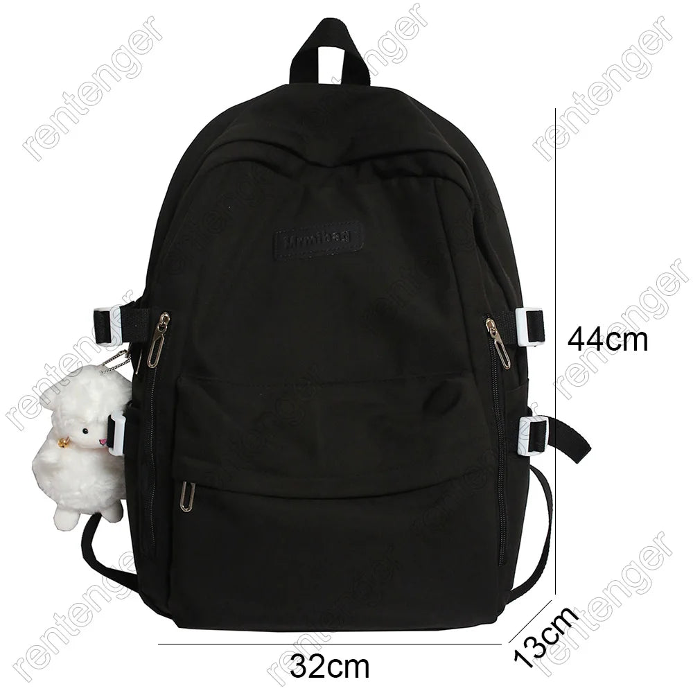 New Girl Laptop Waterproof Backpack Trendy Solid Color College Student Bag Female Kawaii Bag Lady Travel Backpacks Fashion Women