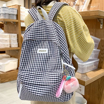 New Girl Plaid Kawaii Travel Book Backpack Lady Lattice Bag Fashion Female Cute Laptop Leisure College Backpack Women School Bag