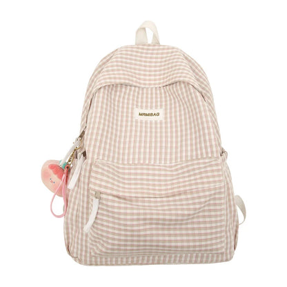 New Girl Plaid Kawaii Travel Book Backpack Lady Lattice Bag Fashion Female Cute Laptop Leisure College Backpack Women School Bag
