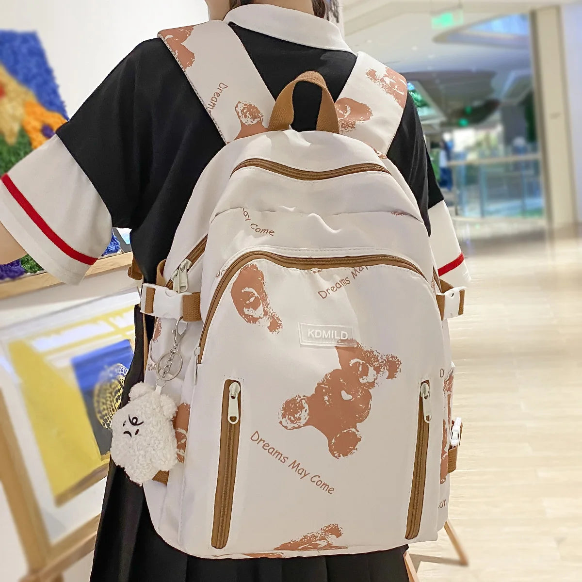 New Girl Printing Kawaii Trendy Book Bags Women Travel School Bag Female Cute Nylon Laptop College Backpack Lady Student Fashion