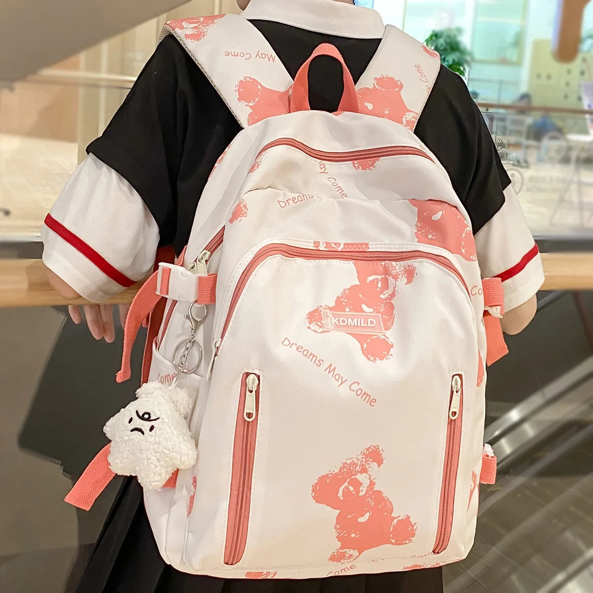 New Girl Printing Kawaii Trendy Book Bags Women Travel School Bag Female Cute Nylon Laptop College Backpack Lady Student Fashion