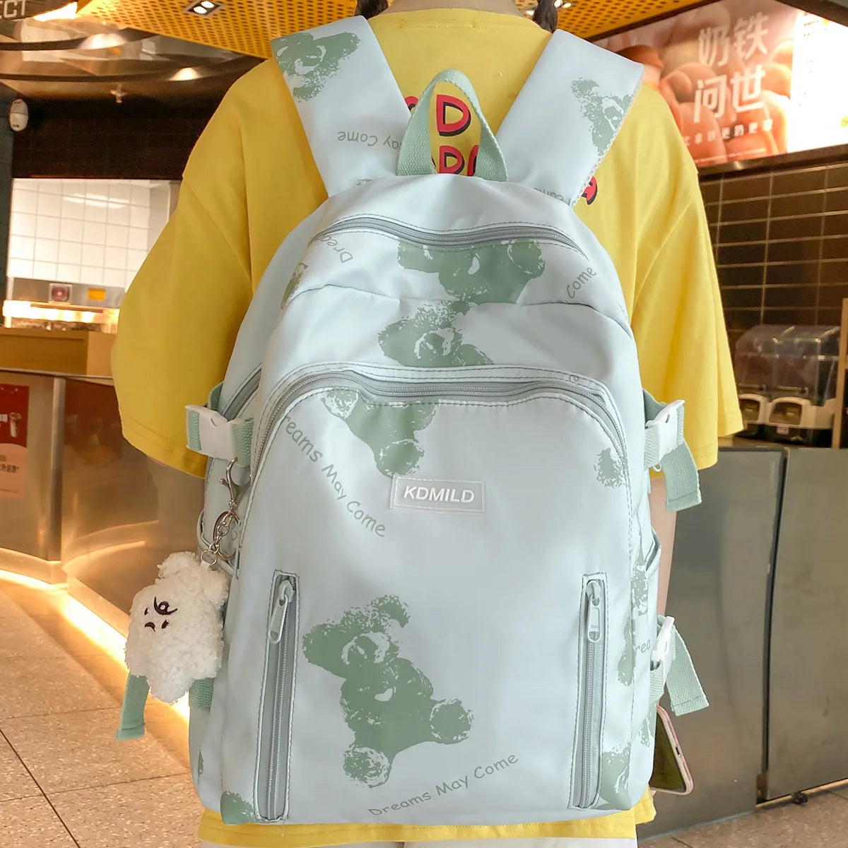 New Girl Printing Kawaii Trendy Book Bags Women Travel School Bag Female Cute Nylon Laptop College Backpack Lady Student Fashion