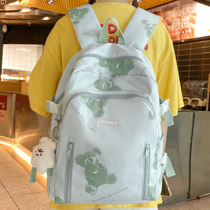 New Girl Printing Kawaii Trendy Book Bags Women Travel School Bag Female Cute Nylon Laptop College Backpack Lady Student Fashion