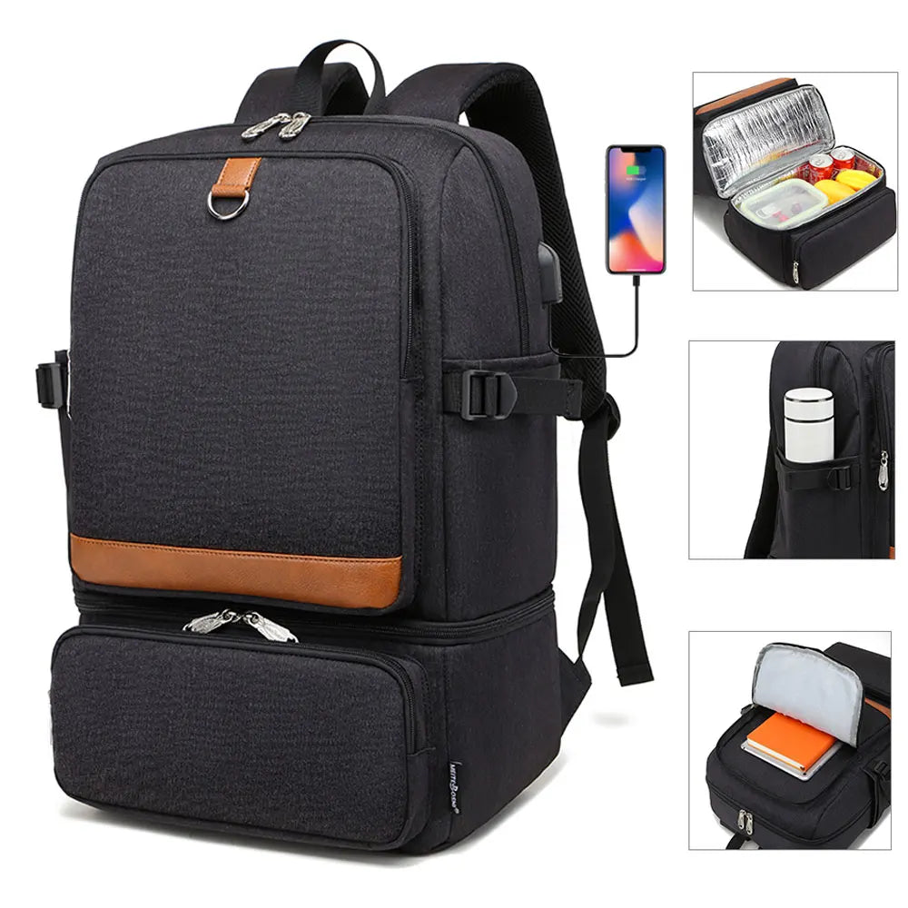 New Girls Boys Kids Teenagers Schoolbags Laptop Backpack Insulated Compartment USB Waterproof Cooler Bag School Picnic Lunch Bag