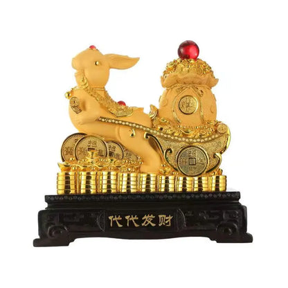 New Gold rabbit feng shui decorations statue, children's birthday presents cute creative crafts  Accessories for home decoration